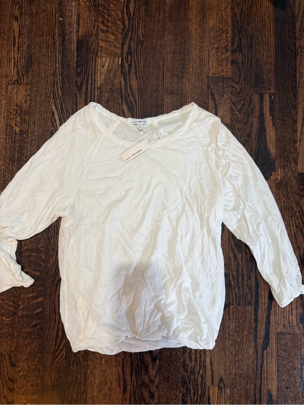 James Perse White Scoop Neck Long Sleeve Tee